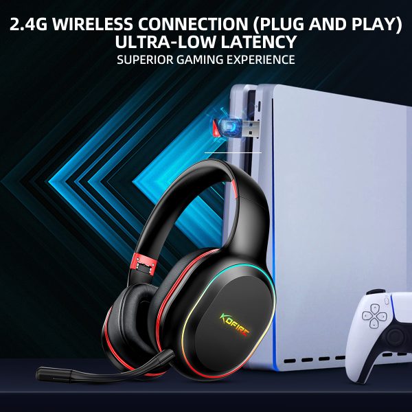 Kofire UG05 Wireless Gaming Headset, Bluetooth Gaming Headphones- Black - Image 2