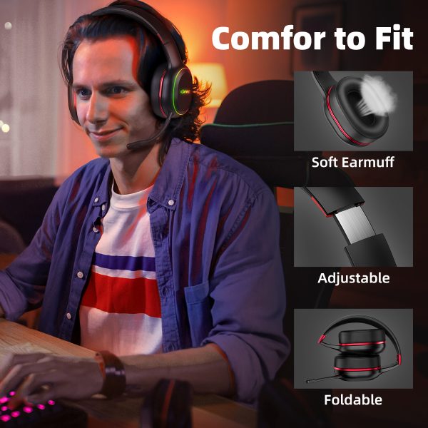 Kofire UG05 Wireless Gaming Headset, Bluetooth Gaming Headphones- Black - Image 8